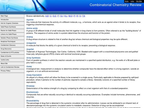 Combinatorial and Medical Chemistry Glossary