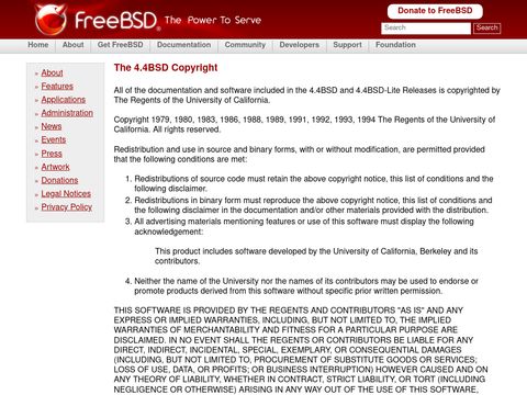 BSD - 4.4BSD Copyright