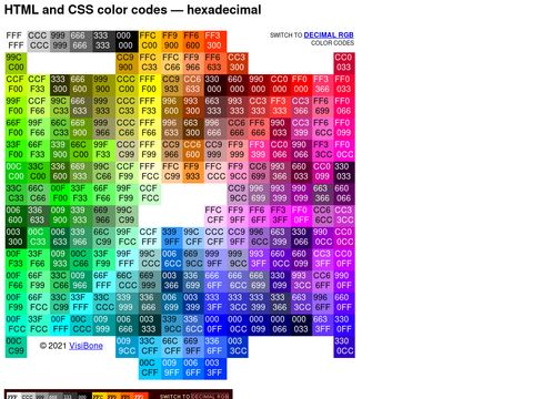 216 Web Safe Colors