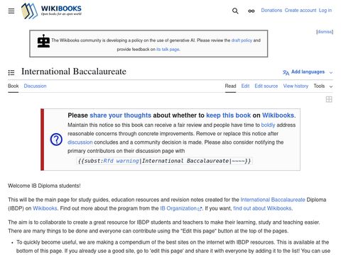 Wikibooks International Baccalaureate Resources