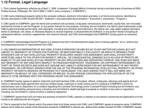 Amulet License Agreement