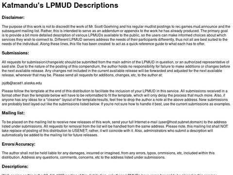 Katmandus LPMUD Descriptions